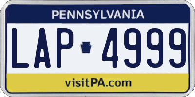PA license plate LAP4999