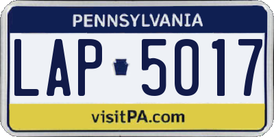 PA license plate LAP5017