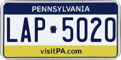 PA license plate LAP5020
