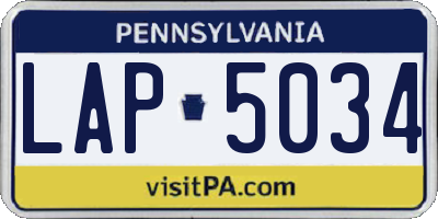 PA license plate LAP5034
