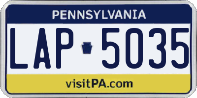 PA license plate LAP5035