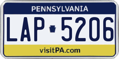 PA license plate LAP5206