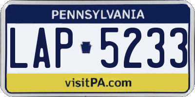 PA license plate LAP5233