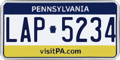 PA license plate LAP5234