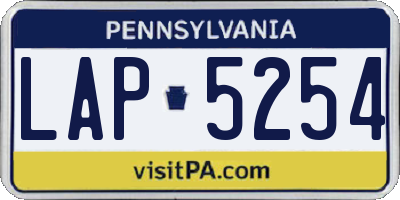 PA license plate LAP5254