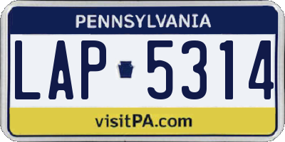 PA license plate LAP5314