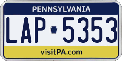 PA license plate LAP5353