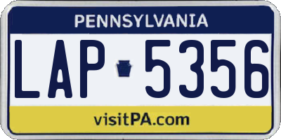 PA license plate LAP5356