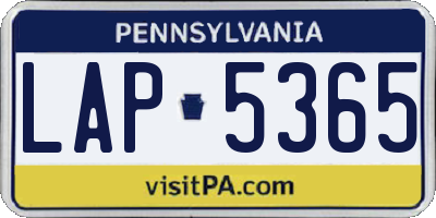 PA license plate LAP5365