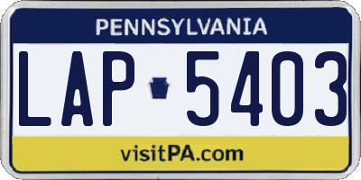 PA license plate LAP5403