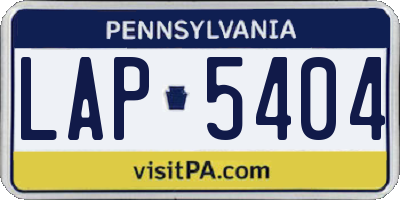 PA license plate LAP5404