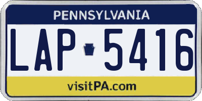 PA license plate LAP5416