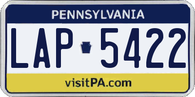 PA license plate LAP5422
