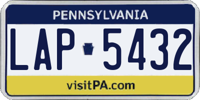 PA license plate LAP5432