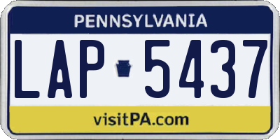 PA license plate LAP5437