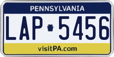 PA license plate LAP5456