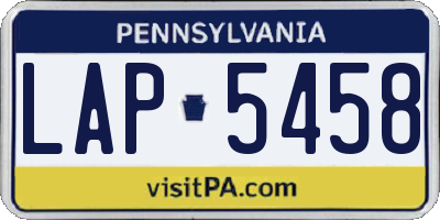 PA license plate LAP5458