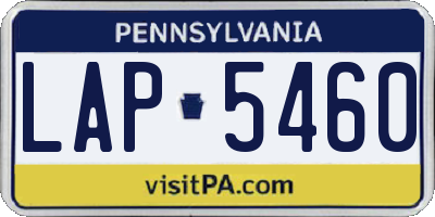 PA license plate LAP5460