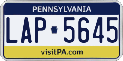 PA license plate LAP5645