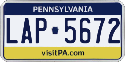 PA license plate LAP5672