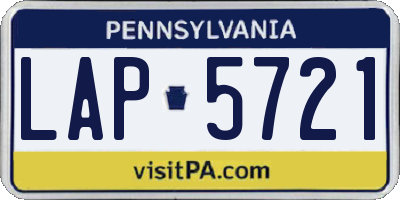 PA license plate LAP5721
