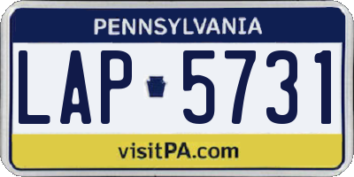 PA license plate LAP5731