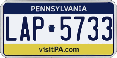 PA license plate LAP5733