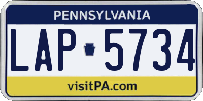 PA license plate LAP5734
