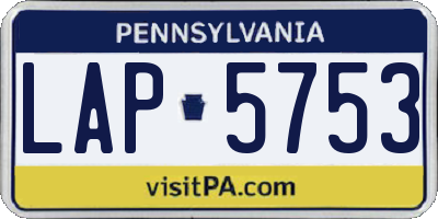 PA license plate LAP5753