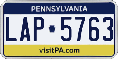 PA license plate LAP5763