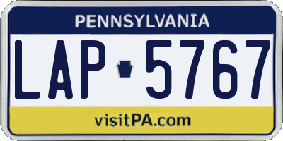 PA license plate LAP5767