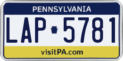 PA license plate LAP5781