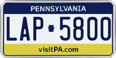 PA license plate LAP5800