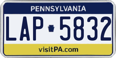 PA license plate LAP5832