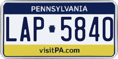 PA license plate LAP5840