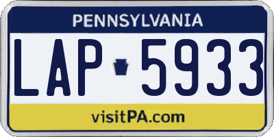 PA license plate LAP5933