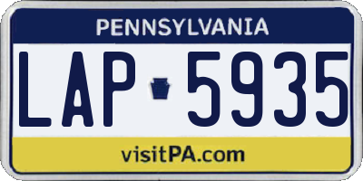 PA license plate LAP5935