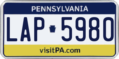 PA license plate LAP5980