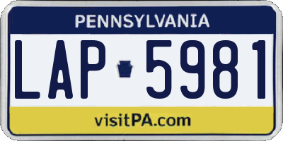 PA license plate LAP5981