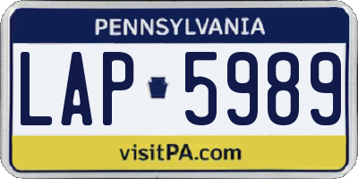 PA license plate LAP5989