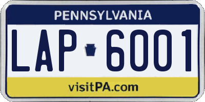 PA license plate LAP6001