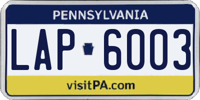 PA license plate LAP6003