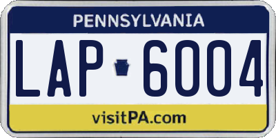 PA license plate LAP6004