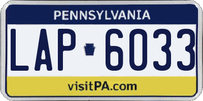 PA license plate LAP6033