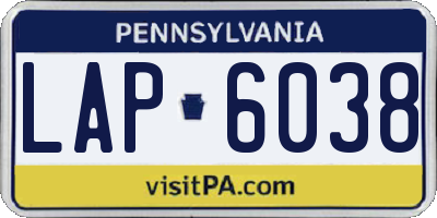 PA license plate LAP6038