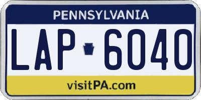 PA license plate LAP6040