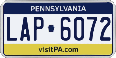 PA license plate LAP6072