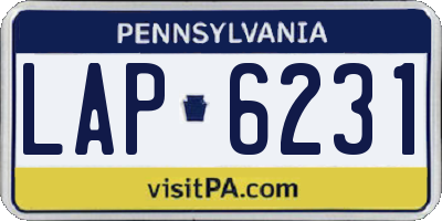 PA license plate LAP6231