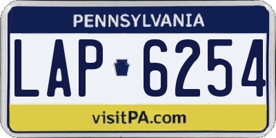 PA license plate LAP6254