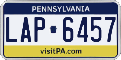 PA license plate LAP6457